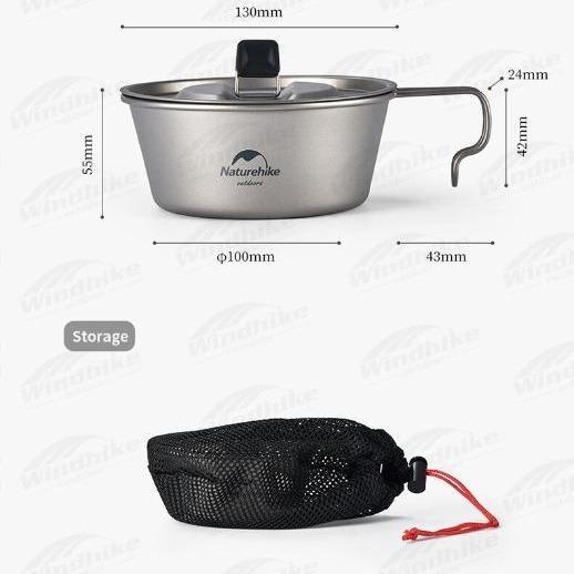 Bebas Ongkir TITANIUM BOWL PANCI / MANGKUK CAMPING ULTRALIGHT NATUREHIKE NH22CJ001