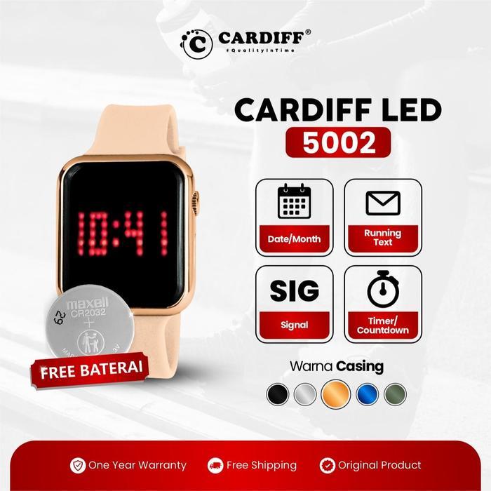 JAM TANGAN CARDIFF LED 5002 KARET WATER RESIST