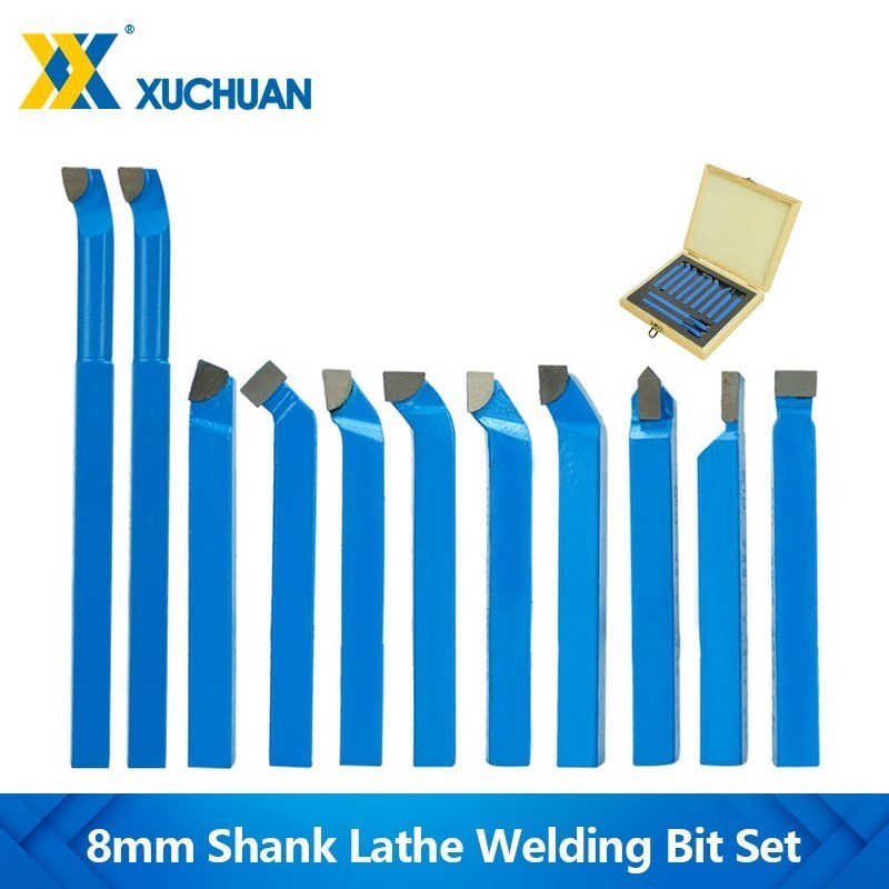 Set Alat Bubut Logam Mata Bor Putar 8/10/12Mm Set Alat Bubut Mini Pemotong Ujung Karbida Shank 11 Bu