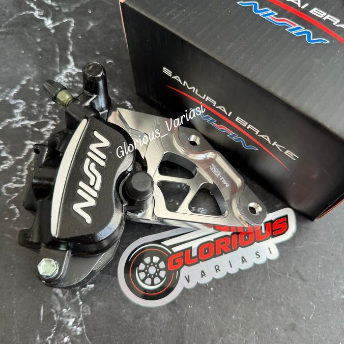 PAKET KALIPER SAMURAI 2 PISTON PLUS BREKET 320MM DEPAN SATRIA 2 TAK LUMBA HIU