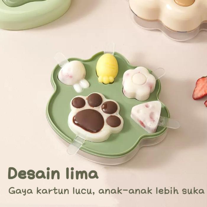Cetakan Es Krim Anak-Anak - Kotak Es Silikon Stik Es Krim Kreatif Lucu, Pembuat Es Kelas Makanan