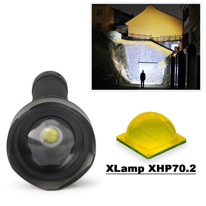 Senter Led Xhp70.2 90000 Lumens / Senter Super Terang Jarak Jauh Zoom Baterai Charger Lampu Usb