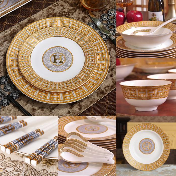 Set Piring Keramik Royal H Peralatan Makan Dining Set Klasik Mewah