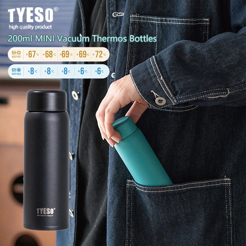 Tyeso Pocket Thermos Water 150Ml 200Ml Cute Stainless Steel Tumbler Cup Portable Thermal Insulation
