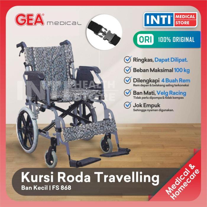 Ready GEA Kursi Roda Traveling FS 868 Black Steel Ban Kecil