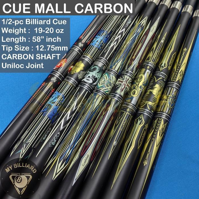 Cue Mall 12.75mm Carbon Black Cue - Stick Billiard Karbon CueMall Murah