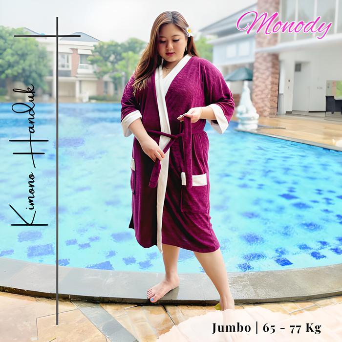 Handuk Kimono Dewasa Jumbo Polos / 65-77Kg / Baju Handuk / Jubah Mandi Wanita