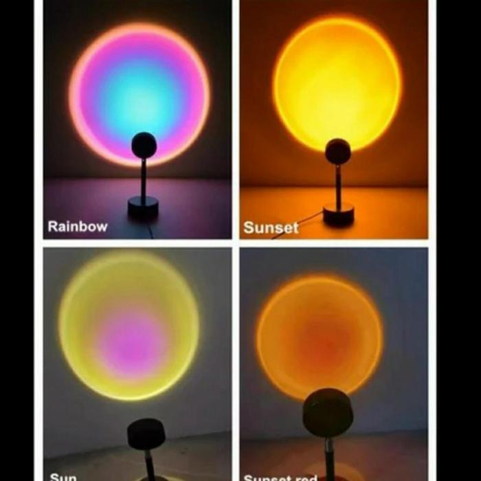 Lampu Tidur Proyektor Sunset Matahari Terbenam Rainbow Lampu Selfie