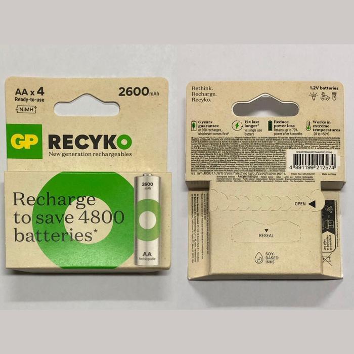 Baterai Gp Aa 2600Mah Isi 4 Pcs Battery Rechargeable 2600 A2 Bp4 Asli