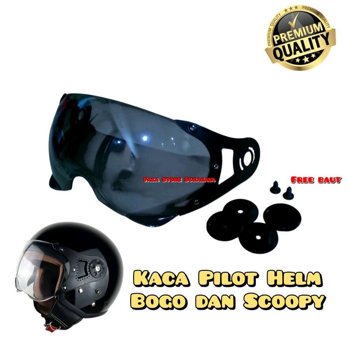Promo Kaca Pilot hitam Bening+ Baut Helm Honda Scoppy Helm Bogo Pilot / Cakil HBC / Momo / Hijab
