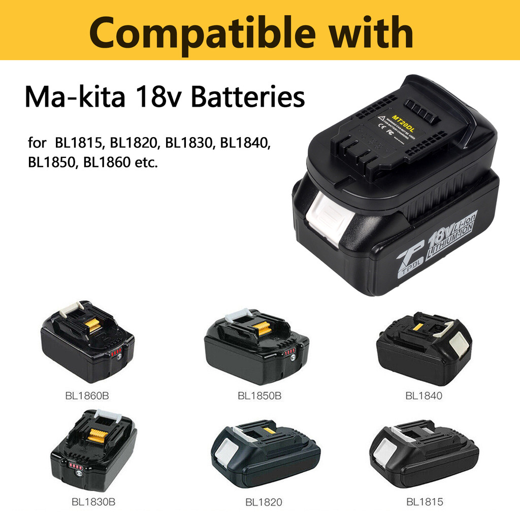 Battery Adapter MT20DL Converter for Makita 18V Li-ion Battery to For Dewalt 18V/20V Li-ion Battery