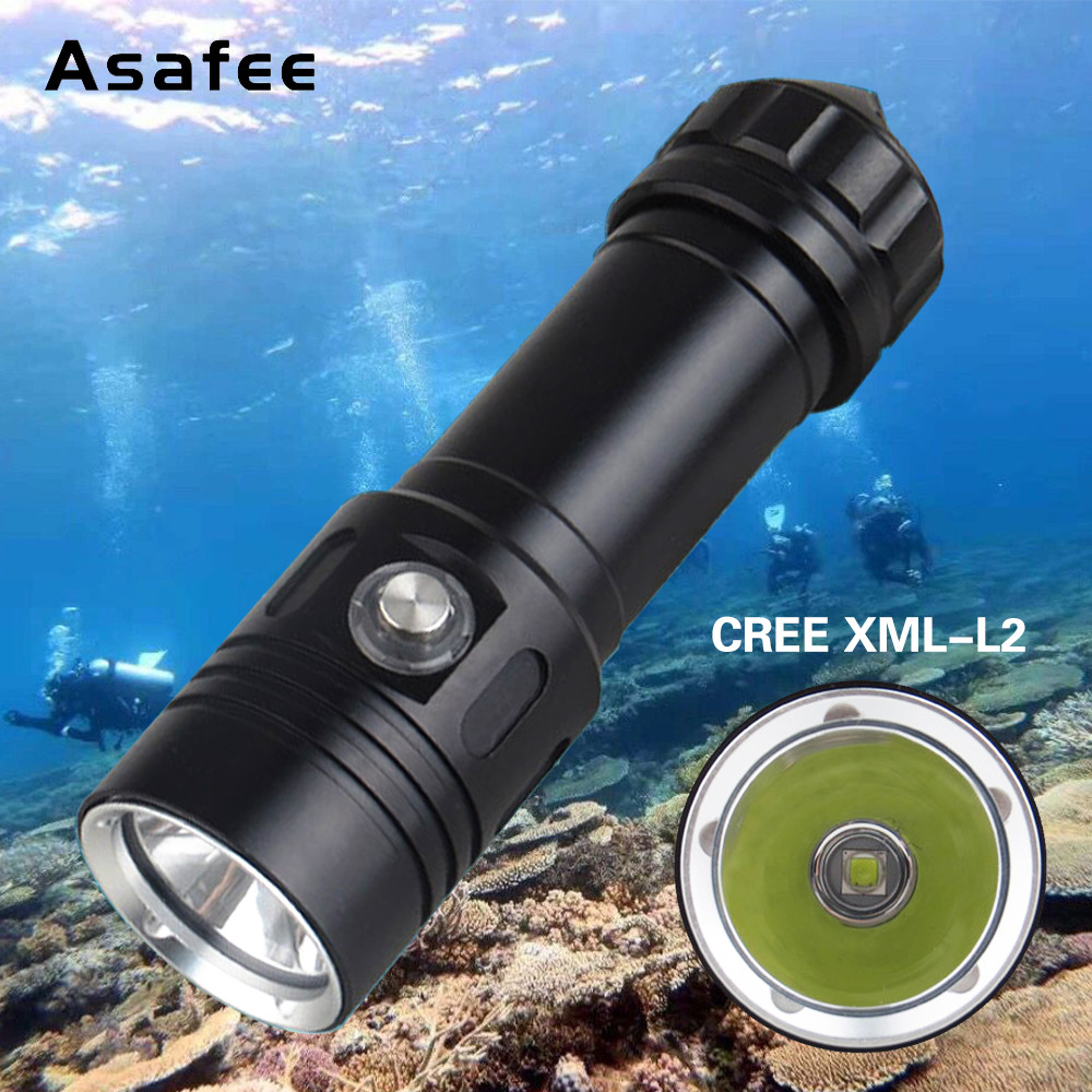 Asafee Af05D Led Flashlight Torch Underwater 50M Diving Lamp 4 File Waterproof L2 Dive Light Power B