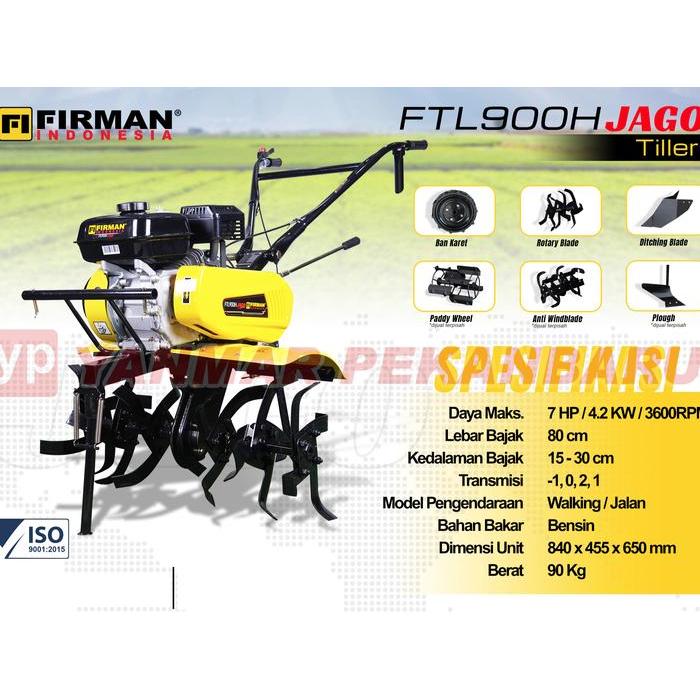 Mesin Mini Tiller Bajak Tanah / Tractor FIRMAN FTL 900 H JAGO