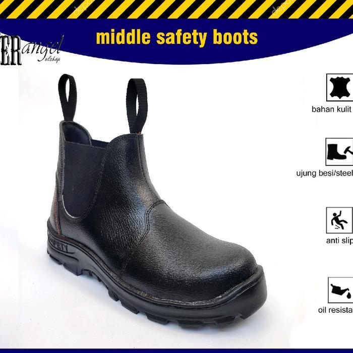 sepatu safety kruser middle boots kulit kerja proyek lapangan