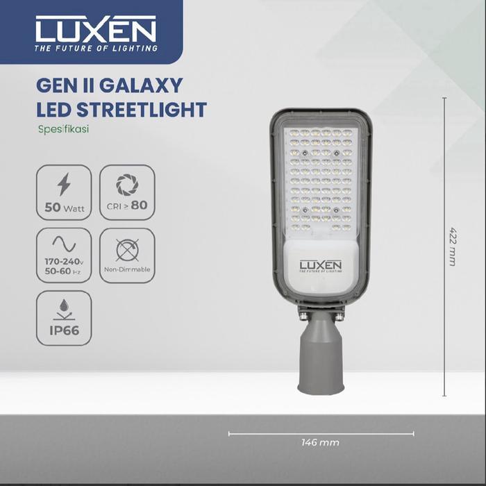 LUXEN PJU 50 WATT PJU50SLM IP 65 WATERPROOF LAMPU JALAN LED BERGARANSI