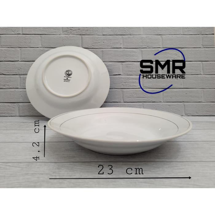 PIRING MAKAN KERAMIK CEKUNG LIST EMAS SUNBIRD UKURAN 9 INCH