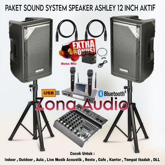 Paket Sound System Indoor Outdoor Live Musik Karaoke Speaker Aktif Ashley 12 Inch Mixer 6 Channel