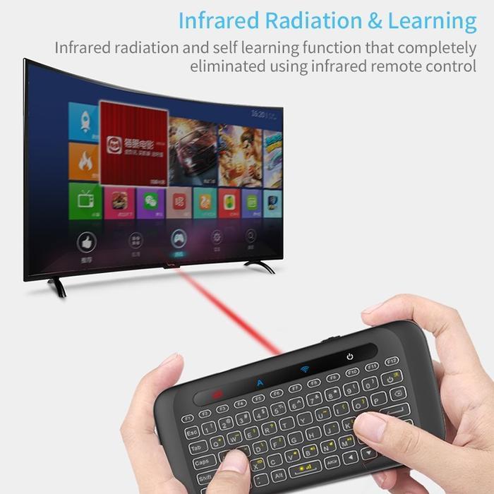 H20 Mini Wireless Keyboard Backlight Touchpad Air Mouse Ir Leaning