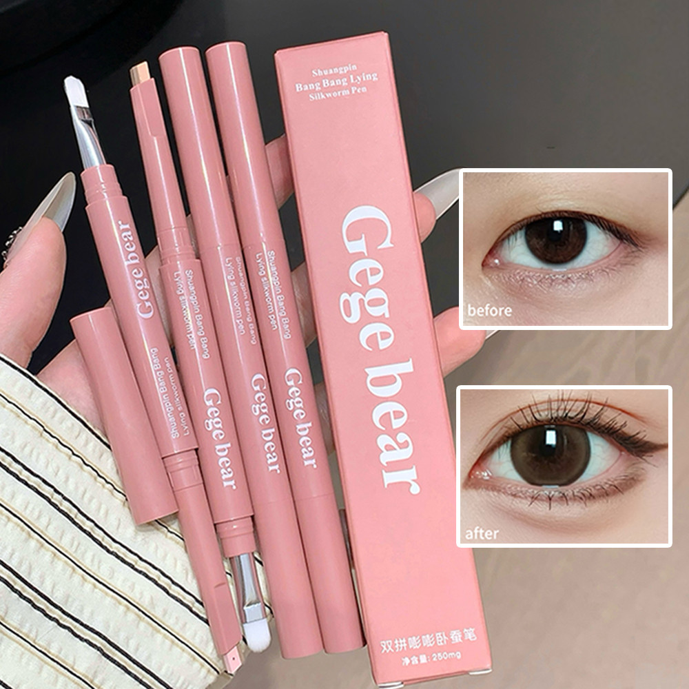 Gege Bear Dual-Tone Silkworm Pen, 2-In-1 Highlight & Shadow For Natural, Long-Lasting And 3D Effec,