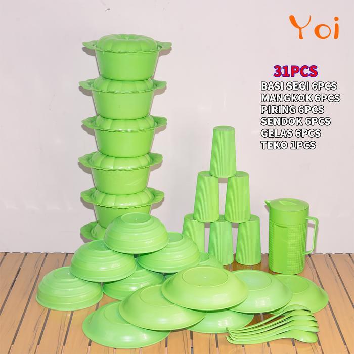 TERLARIS Yoi - Piring Plastik Set 31pcs / Set Prasmanan / Perabotan Dapur Lengkap Termurah Mangkok