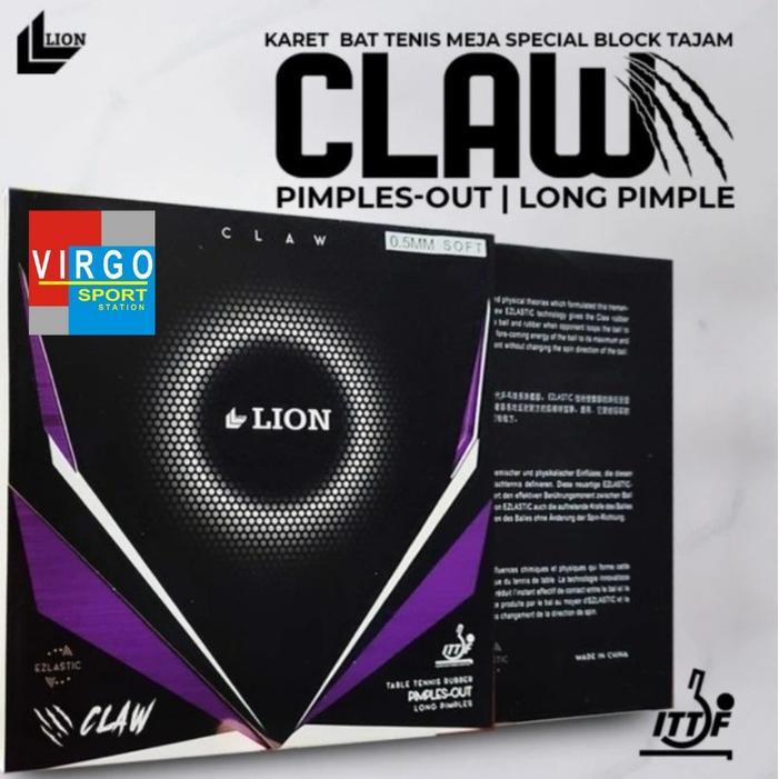 LION CLAW BINTIK PANJANG SPON 0.5 KARET BAT BET PINGPONG 100%ORIGINAL