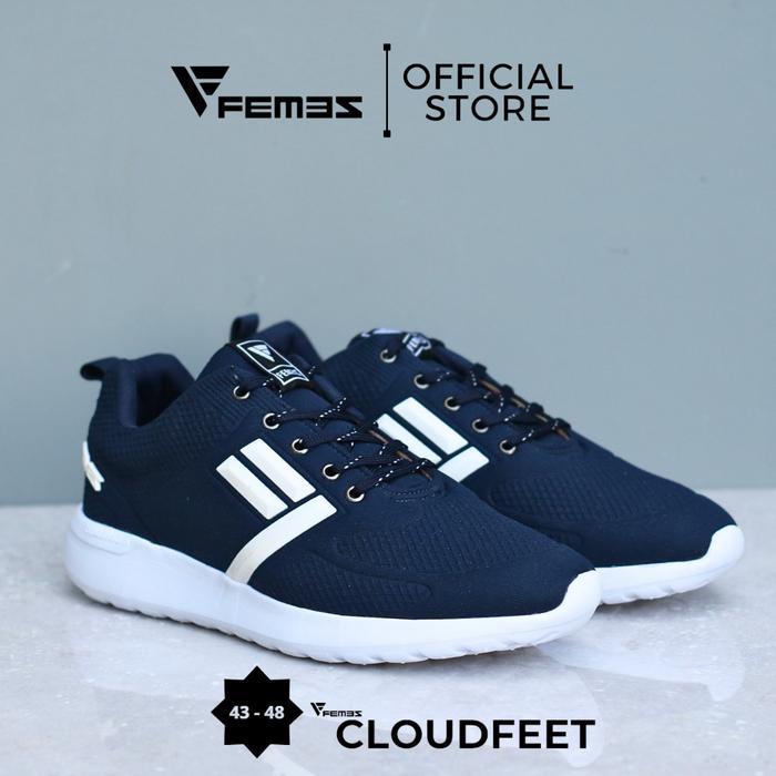 fiuri stor - original femez cloudfeet sepatu jumbo big size / 43-48pria biru navy putih casual karet