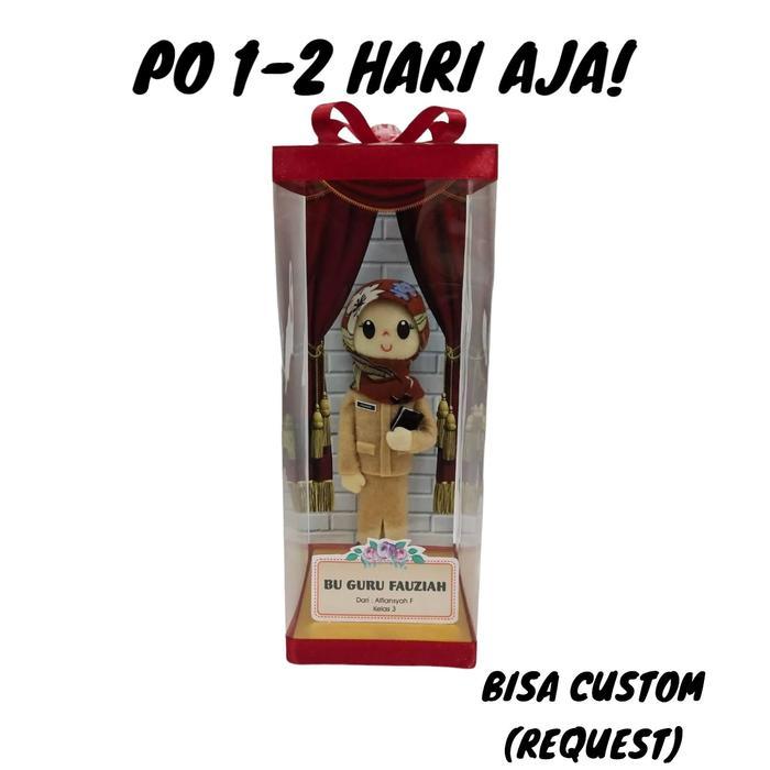 (PROMO RAMADHAN) BONEKA FLANEL PNS PEREMPUAN BOX MIKA KECIL KADO GURU PREMIUM TERMURAH TERLARIS