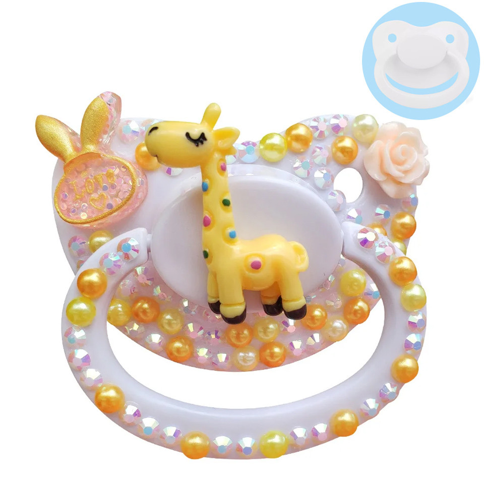 100% Handmake Cute Giraffe Rabbit Pattern Baby Pacifier Silicone Size Pacifier Abdl Daddy Girl