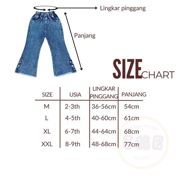 Jme Kids Cutbray - Celana Cutbray Jeans Anak Perempuan Usia 2Th-9Th Variasi Kancing Bawah