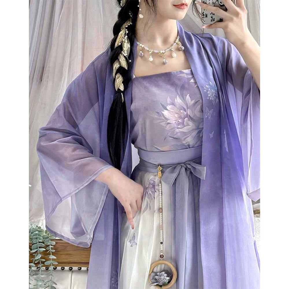 Chinese Hanfu Dress Women 2025 Summer Modern Hanfu Female Cosplay Costume Song dynasty Purple Long