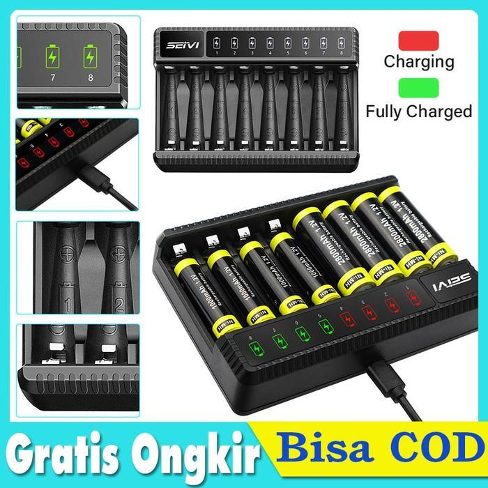 Alat Charger Baterai 8 Slot Cas Baterai AA AAA
