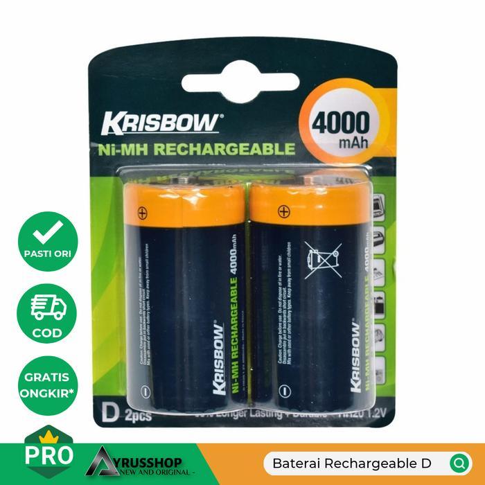 Baterai Cas isi Ulang Tipe D-Recharge Battery D Krisbow 4000mAh