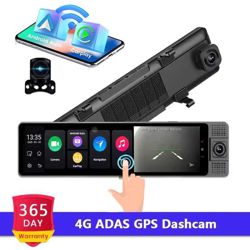 12Inch 3 Channal Car DVR Android 13 4G ADAS 5G WIFI GPS Dash Camera Full HD 1080P Rearview Mirror
