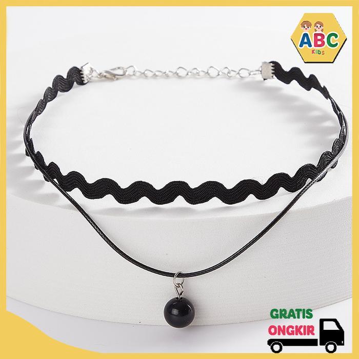 Kalung Choker Wanita Korea Hitam Kekinian Aksesoris Leher Cantik ABCKids