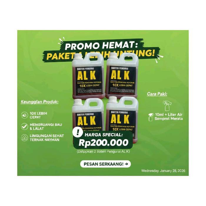Paket 4 Pcs Al K Pengurai Bakteri, Kotoran Ternak