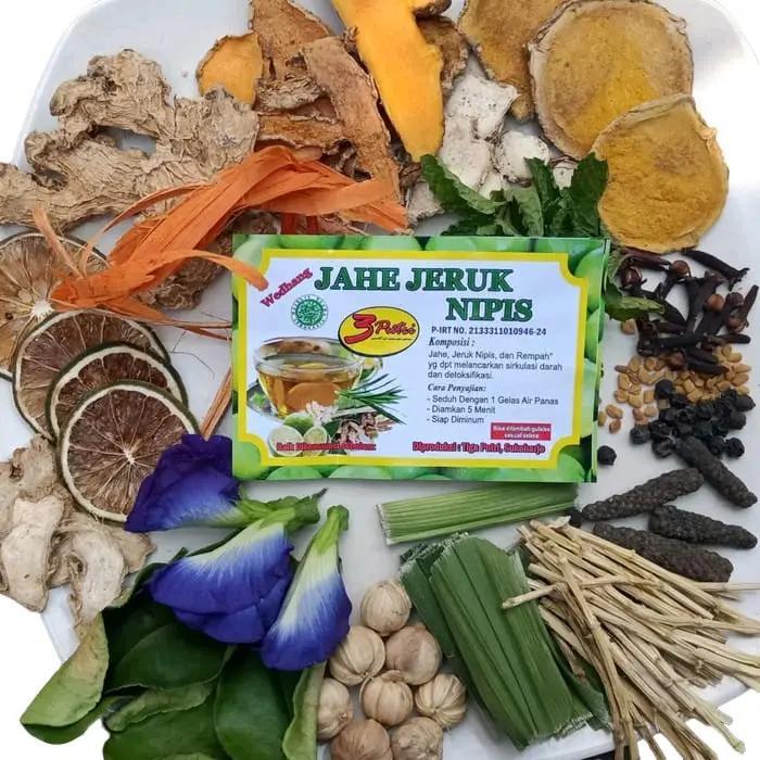 Wedang Jahe Jeruk Nipis 3 Putri Khas Solo isi 10 pcs include Gula Batu Minuman Herbal Tea