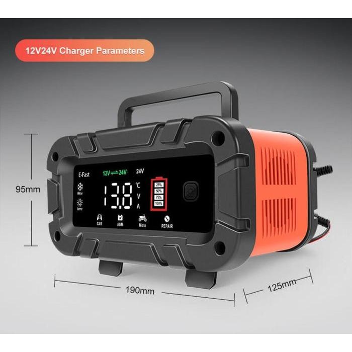 EFAST CAS AKI MOBIL 12V/24V PULSE REPAIR CHARGER ORIGINAL MOTORCYCLE