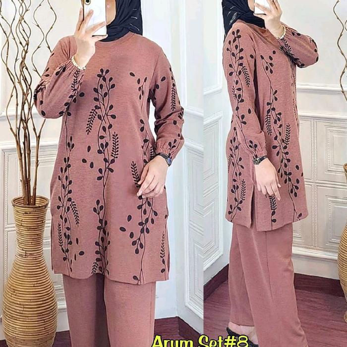 ARUM SET BY MARSELLA / LD120 / Set tunik knit tebal + celana kulot / set wanita kekinian / set