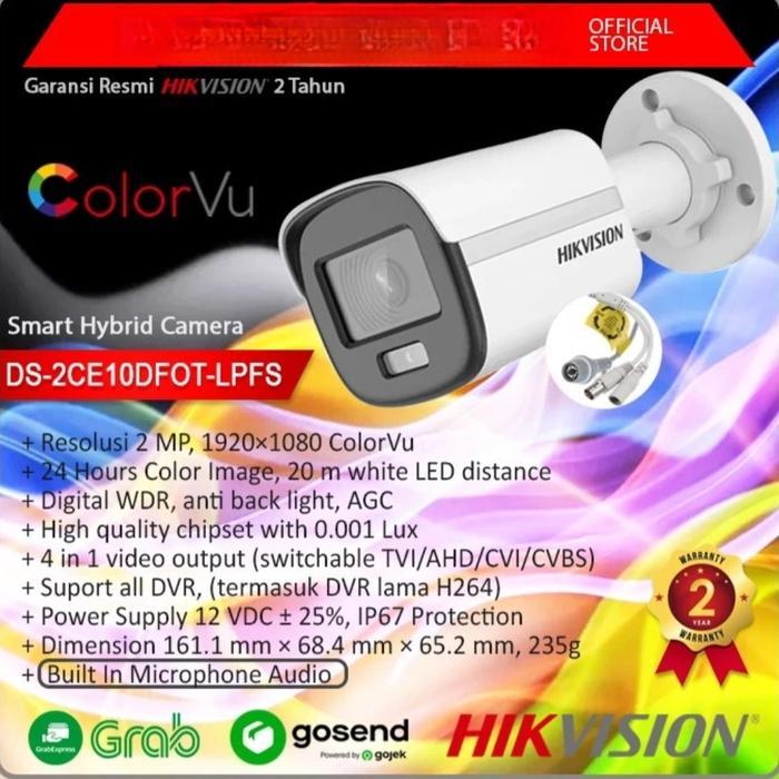 Camera Cctv Hik-Vision Ds-2Ce10Dfot-Pf Colorvu Outdoor 2Mp