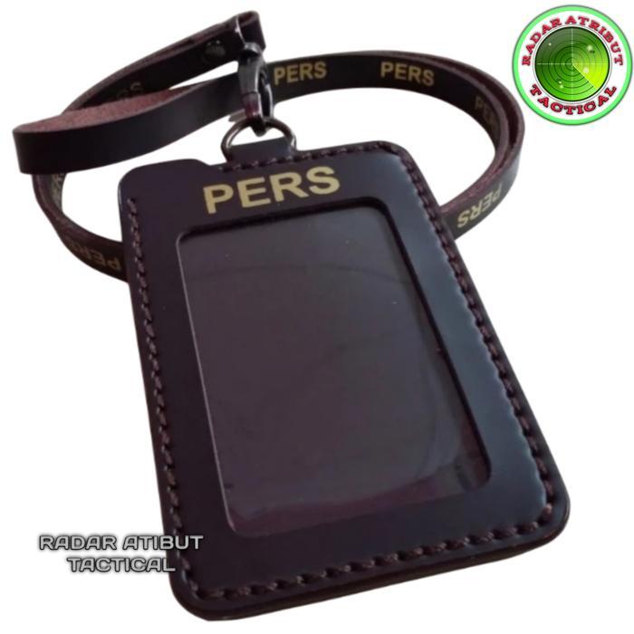 Holder Id Card - Tali Lanyard Nametag Logo Pers Coklat