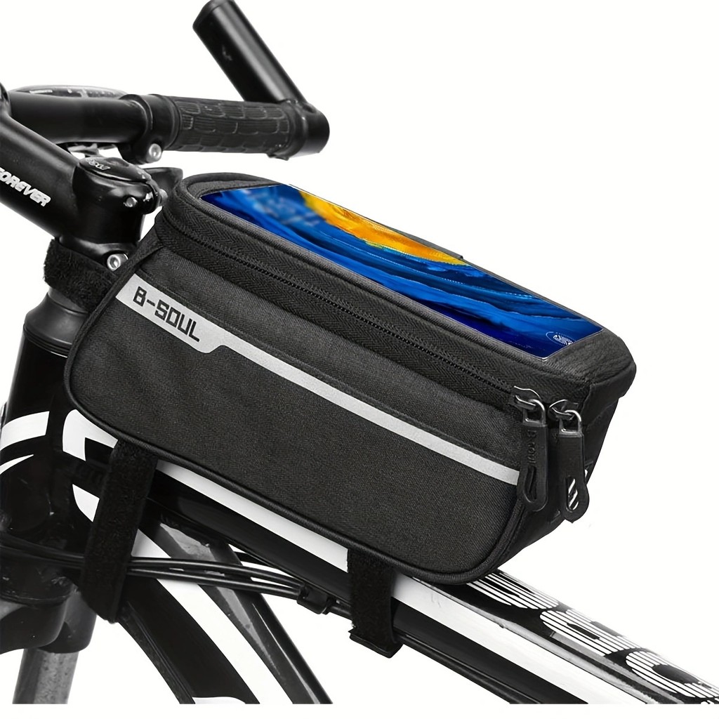 B-SOUL bicycle front beam bag, mountain bike and road bike front bag, touchscreen mobile phone bag