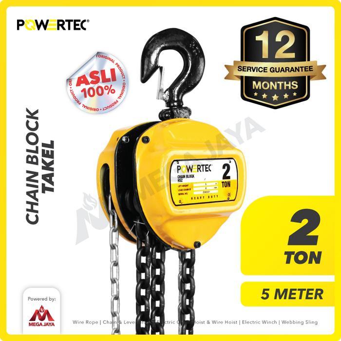 Powertec Chain Block / Takel 2 Ton X 5 Meter