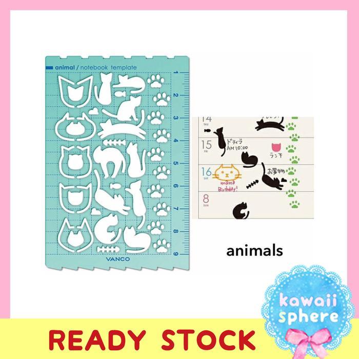 Vanco Notebook Template Animal (Cat) Penggaris Stencil Vanco
