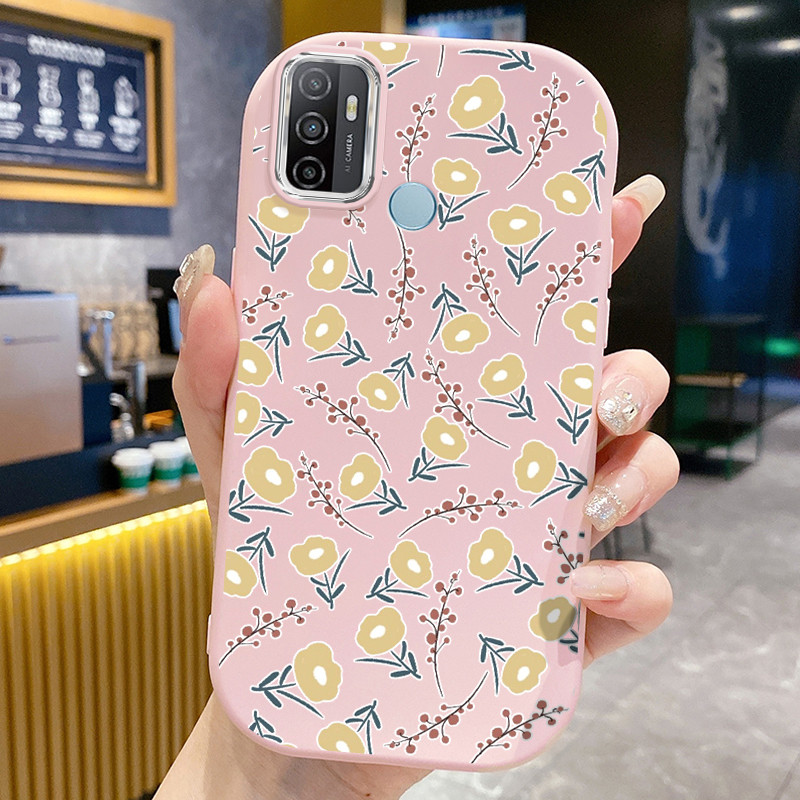 Casing Hp Untuk OPPO A53 2020 A53s A33 2020 A32 A11s Case Kuning Merah Bunga dua warna Kasing Silico