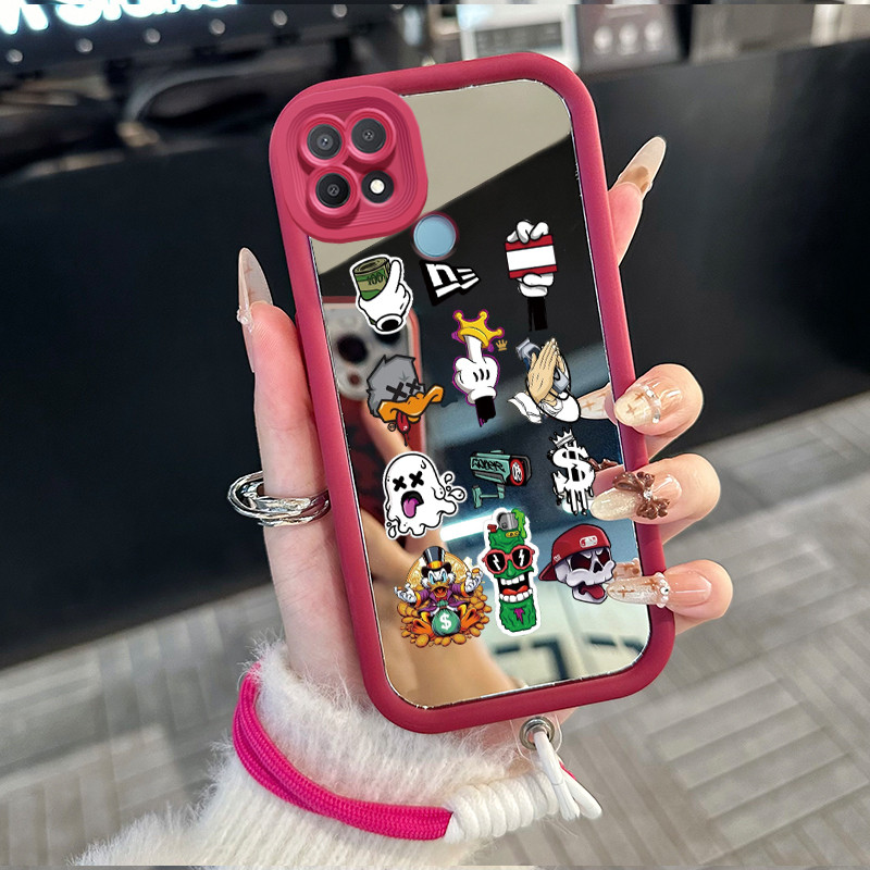 Casing Hp untuk OPPO A15 A15s A35 4G Case Casing Hantu pola Silikon Softcase Kasing HP tali gantung 