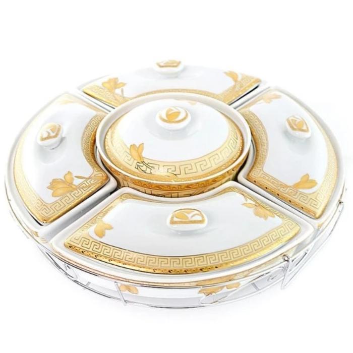 Vicenza Prasmanan Set Wadah Saji Keramik Putar H14 Lily