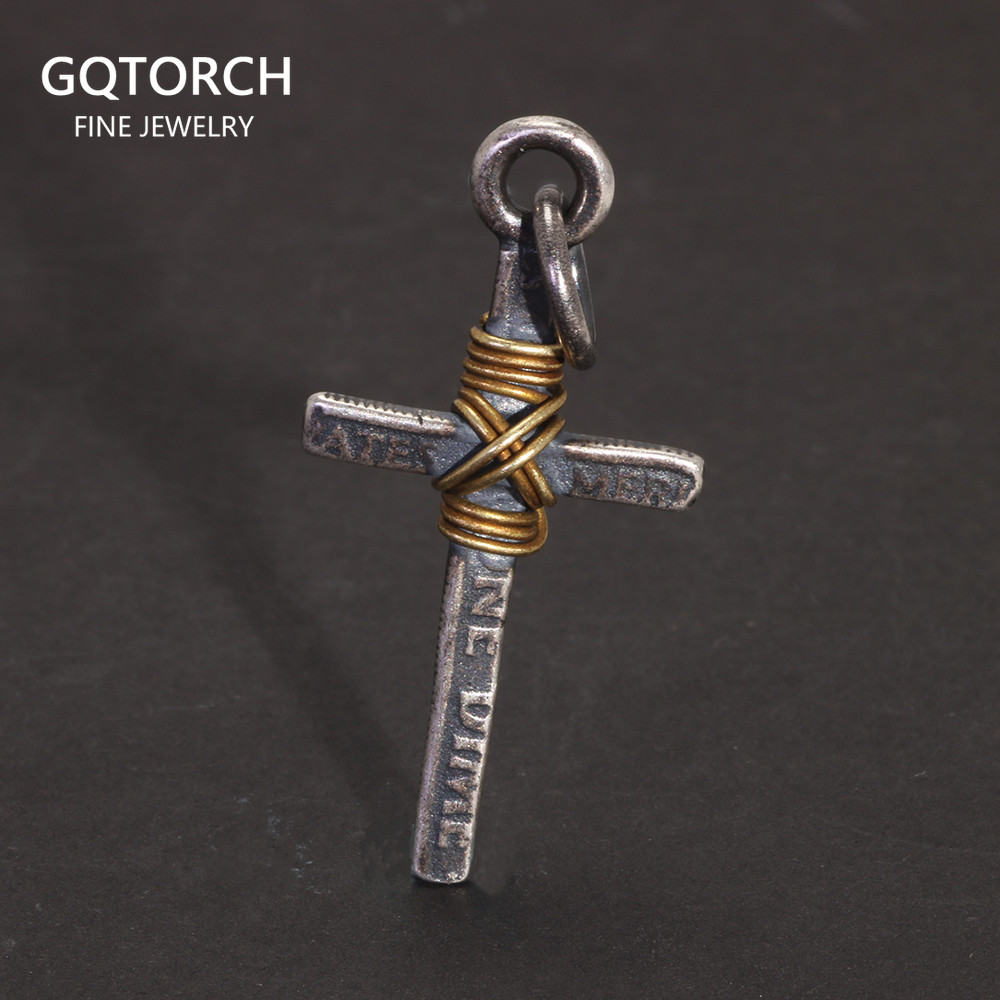 925 Sterling Silver Original Certified Cross Pendant Necklace Wrapped with Copper Wire for Men Women