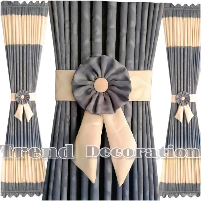 Gorden Kupu-Kupu Model Jendela Ikat Pita Tengah Kain Embosse - Dekorasi Tali Bunga Curtain spiral