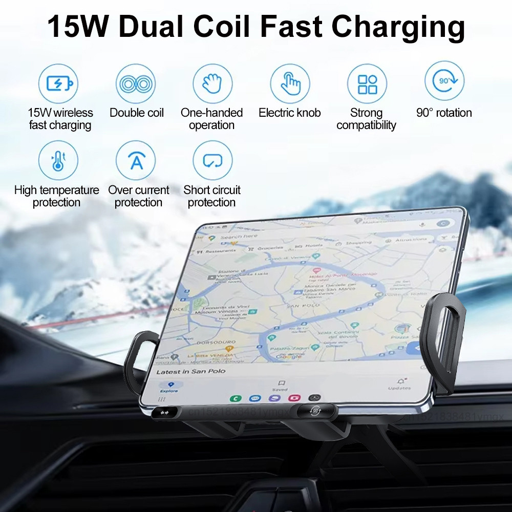 Car Wireless Charger Dual Coil Fold Screen Phone Fast Charging For Samsung Galaxy Z Fold 5 6 Flip 3