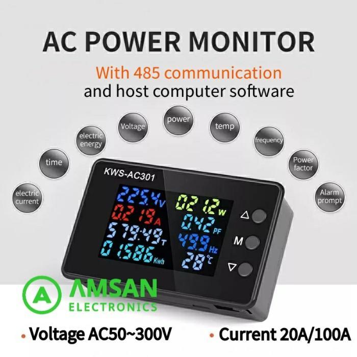 Kws Ac301 8In1 Power Factor Frequency Kwh Meter Wattmeter Voltmeter Ac